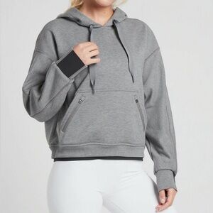 Athleta • Heather Grey & Black Recover Hoodie / Hooded Sweatshirt Size XS